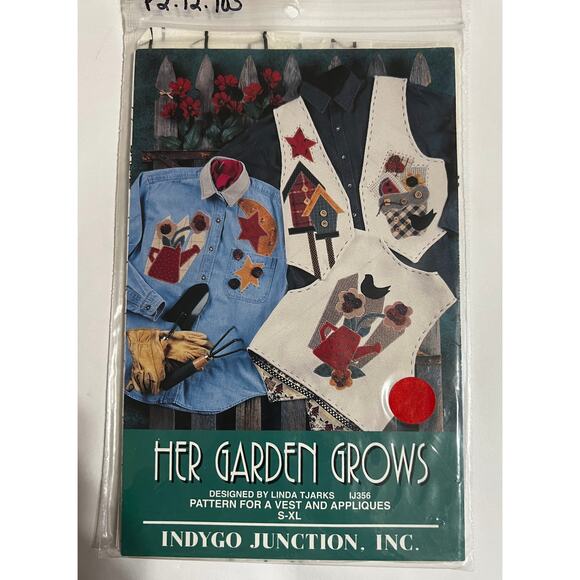 NEW Indygo Junction-Her Garden Grows Vest Shirt Pattern & Instructions S-X-Large - Picture 1 of 2